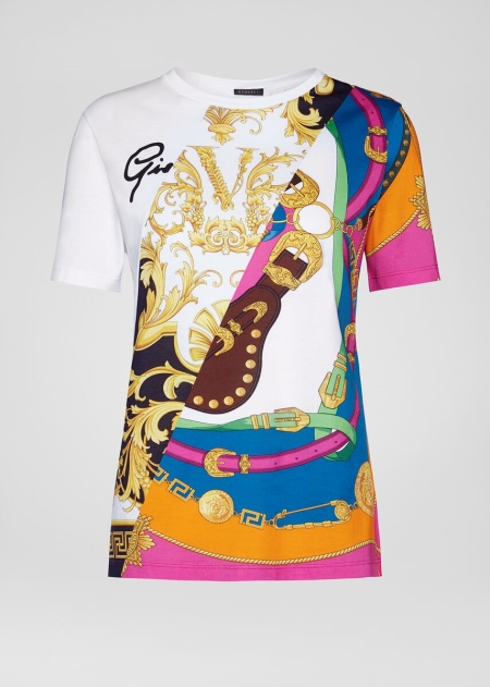 Versace Mixed Print T-shirt Dam - 783094JIO